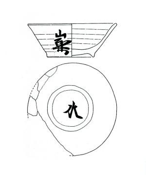 物井地区小屋ノ内遺跡出土の墨書土器の写真